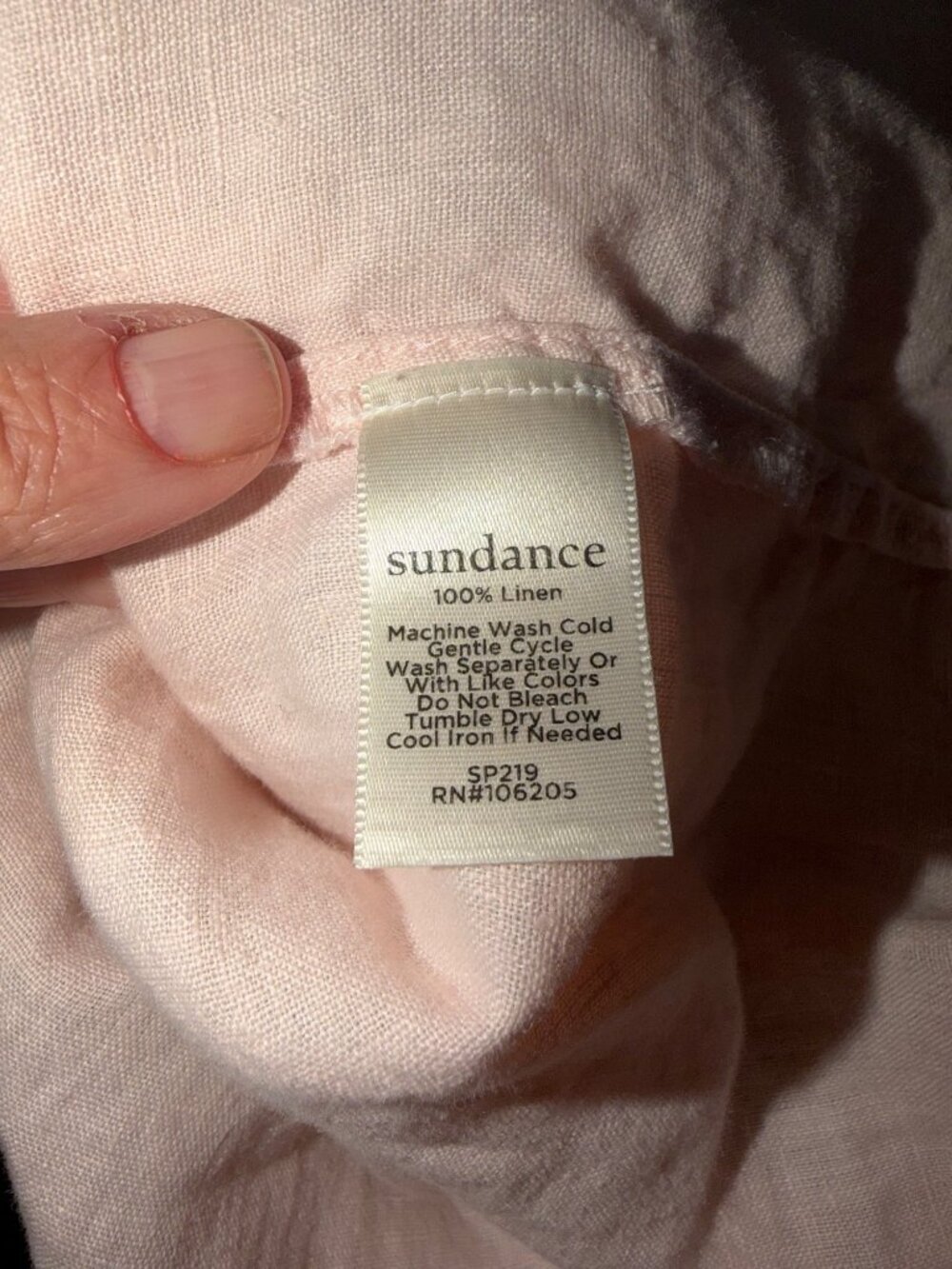 Sundance Pale Pink 100% Linen Lagenlook Coastal Money Pintuck Blouse Womens L - Picture 8 of 11
